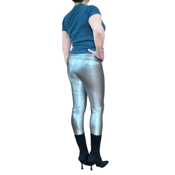 Simply Vera High Rise Shaping Faux Leather Metallic Silver Legging- brand new - Picture 5 of 14